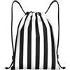 Kfjghhl Zaino con coulisse a righe nere e bianche Sackpack Bulk Cinch Gym Bag Donne Uomini Bambini Sport All'aperto, Nero , S, Vacanze