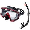 Generic Maschera facciale per osservazione subacquea con lenti in vetro a tre lenti, struttura panoramica, cinghia per la testa sicura per snorkeling panoramico in apnea, facciale per immersioni per adulti