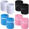Newofview 8 pezzi fascia per sudore con chiusura lampo, borsa da polso per chiavi, sport, jogging, basket, tennis