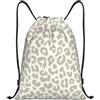 Kfjghhl Marrone Modello Leopardo Coulisse Zaino Borsa Sport Sackpack Bulk Cinch Gym Bag Donne Uomini Bambini Sport All'aperto, Nero , S, Vacanze