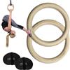 Generico Outdoor Wooden Gymnastics Rings - Home Fitness Pull-Up Set With Straps | Birch Wood, ABS & Nylon Construction | Choice Of 2.8cm Or 3.2cm Thickness | Includes Extra-Long Straps For Home & Outdoor Use
