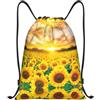 Pidgazdfgv Sunflower Field Sunset Zaino con coulisse Sport Palestra Sackpack Tasche in rete Borsa a corda resistente all'acqua Donne Uomini, Nero , S, Classico