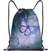 Pidgazdfgv Farfalle Zaino con coulisse Sport Palestra Sackpack Tasche in rete Resistente all'acqua Borsa a corda Donna Uomo, Nero , S, Classico