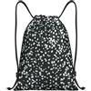 Kfjghhl Nero E Bianco Leopardo Coulisse Zaino Borsa Sport Sackpack Bulk Cinch Gym Bag Donne Uomini Bambini Sport All'aperto, Nero , S, Vacanze