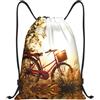 Pidgazdfgv Sunset Rural View Zaino con coulisse Sport Palestra Sackpack Tasche in rete Borsa a corda resistente all'acqua Donne Uomini, Nero , S, Classico