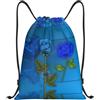 Pidgazdfgv Garden Roses Zaino con coulisse Sport Palestra Sackpack Tasche in rete Borsa a corda resistente all'acqua Donne Uomini, Nero , M, Classico