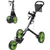 REDCAMP Trolley da golf, 3 ruote, carrello da golf, pieghevole, verde | Carrello da golf ultraleggero, con freno a pedale, in alluminio, pieghevole, con portabicchieri e custodia