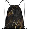Kfjghhl 3d Elegante Oro Marmorizzazione Texture Coulisse Zaino Borsa Sport Sackpack Bulk Cinch Gym Bag Donne Uomini Bambini Sport All'aperto, Nero , M, Vacanze