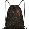 Kfjghhl Nero E Oro Carta Da Parati Coulisse Zaino Borsa Sport Sackpack Bulk Cinch Gym Bag Donne Uomini Bambini Sport All'aperto, Nero , M, Vacanze