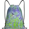 Kfjghhl Uccello In Viola Lavanda Fiori Floreali Coulisse Zaino Borsa Sport Sackpack Bulk Cinch Gym Bag Donne Uomini Bambini Sport All'aperto, Nero , S, Vacanze