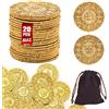 ZUCOS Accessori per monete da pirata, set di monete d'oro, in metallo, decorazione per giochi da tavolo DND, cosplay, realistico medievale, tesoro dei pirati (Pirate Gold 20 pezzi)