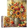 Tucocoo Puzzle del raccolto autunnale da 1000 pezzi per adulti, annaffiatoio rustico con girasoli, puzzle autunnale con fiori raccolti autunnali, zucche, mele, mais, decorazioni per il Ringraziamento, regalo