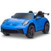 Beneo Motors Auto elettrica per bambini Porsche 911 24V con trazione 4x4, blu, due posti, telecomando 2,4 GHz, ingresso USB/AUX, motori 200W, sospensioni, batteria al litio, luci LED anteriori e posteriori