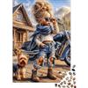 UVTMWVTCUSIQ Donna alla Moda con Cane Puzzle 1000 Pezzi Carta per Adulti Scena Casetta Street Gioco di Puzzle 1000 Pezzi Relax Famiglia Regalo Casa 38x26cm/1000pcs