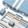 Lingle Set da backgammon per adulti da 38,1 cm, classica tavola da backgammon con dadi a dama, esterno in ecopelle e interno in velluto, set da viaggio portatile per backgammon (azzurro)