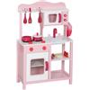 AIYAPLAY Cucina Giocattolo per Bambini con Microonde 55x24x86 cm Rosa