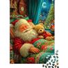 UVTMWVTCUSIQ Babbo Natale Che Dorme Puzzle 1000 Pezzi Carta per Adulti Scena di Natale Notturna Decorazione Casa Famiglia Relax Regalo 52x38cm/1000pcs