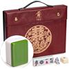 Yellow Mountain Imports YMI Mahjong cinese Rouge Heritage, 146 tessere | 146 tessere incise in melamina con strisce verdi, custodia in vinile rosso, dadi e indicatore vento; 4,3 kg. Solo cinese.