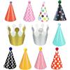 YTAXYZWR Cappellini compleanno bambini 11 pezzi set festa con 9 cappelli con pompon e 2 corone carta dorata decorazioni per feste compleanno bambini ragazze ragazzi fai da te party a tema eventi spec