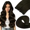 YoungSee Extension di capelli veri da donna, colore castano scuro, 40 cm, 100 g, extension di capelli veri per aggiungere volume ai capelli