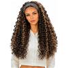 QUEENTAS Parrucca sintetica con capelli lunghi e mossi, con fascia lunga, per donne nere, lunghezza 61 cm, capelli sintetici ondulati (61 cm, castano con riflessi biondi)