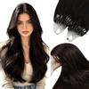 YoungSee Microring Extension in capelli veri, marrone scuro, Micro Ring Extension in capelli veri, marrone, Micro Beads Hair Extension liscia, Microring Extension marrone 35 cm, per donne, 50 g, 2