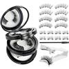 Gyism Ciglia magnetiche a 3 strati, set con accessori, riutilizzabili, senza colla e eyeliner, extension per ciglia finte, magnetiche, per viaggi e in viaggio (nero)