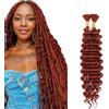 Lakaisa Deep Wave Bulk Human Braiding Hair Capelli Naturali Umani Donna Extensions Total 100g 2 Bundles Human Hair Extension No Weft #33 Reddish Brown for Women 34 34 Pollici