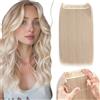 SEGO Extension Capelli Veri Filo Invisibile Castano Fascia Unica 50 cm Senza Clip Lisci con Wire 3/4 Full Head 22T/88A