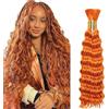 Lakaisa Deep Wave Bulk Human Braiding Hair Capelli Naturali Umani Donna Extensions Total 100g 2 Bundles Human Hair Extension No Weft #350 Orange for Women 34 34 Pollici
