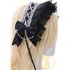 Kawaii-Story C-06-9 Pur Nero Zofe Maid Lolita Fascia per capelli con fiocco di perle gotiche, accessorio per capelli