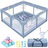Verdego Parco Bebe 130 x 130 x 66 cm, parco bambino con 50 palline di pozzo, 4 anelli di trazione, mini vanerie, tessuto 210D Oxford e acciaio inossidabile, spazio di gioco sicuro per bambini (grigio