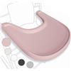 Babarta Vassoio per seggiolone compatibile con la sedia Stokke Tripp Trapp - non compatibile con piatti a ventosa - design ergonomico curvo, Rosa opaco, senza BPA, facile da montare