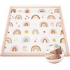 omedecal Tappeto Gioco Neonato Gattonamento, 127x127x3cm, Tappetone Pieghevole per Bambini, Superficie in Morbida Flanella con Base Antiscivolo per Camera e Soggiorno - Arcobaleno
