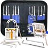 Retoo Set Grimaldelli, Lockpicking Set Professionali, 17 Pezzi Dietrich, per Principianti e Fabbri Professionisti, Trasparente Serratura Lucchetto, 12 Plettri, 5 Chiavi Dinamometriche, Nero
