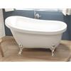 Vente-unique-Vasca da bagno freestanding con piedi argento zampa di leone 200l 145x74x77cm Bianco Rétro - NISOS II