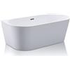 Vente-unique - Vasca da bagno semi-freestanding 1 posto Divina - acrilico - bianco