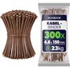 KADAX Fascette Fermacavi 150 x 4,8 mm Marroni, Set da 300 in Nylon con Trazione 23 kg per Gestione Cavi in Casa, Giardino, Officina e Ufficio