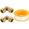 QUARKZMAN 2 Pz Gomito a 90 Gradi Ottone ad Angolo Retto per Tubo di Gasolio | Raccordo a Gomito Maschio da 3/8 Pollici x Maschio da 3/8 Pollici, 30x30mm