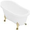 Vente-unique Vasca da bagno freestanding con piedini zampa di leone dorati 200 litri 145x74x77cm Bianco Rétro - NISOS II