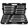 A.M.C. Set Chiavi Combinate a Cricchetto Con Snodo Snodabili 22pz Professionali CROMO VANADIO