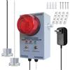 HOMHAPY Allarme professionale perdita d'acqua, rilevatore con doppia sonda, allarme acustico/visivo 120dB regolabile, cavo 10m, completamente metallico per pompa di sentina/cantina/pozzo/fabbrica/magazzino