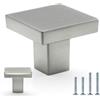 FURFITT Confezione da 10 pomelli quadrati in nichel spazzolato, lunghezza 30 mm, in lega di zinco, per cassetti, cassettiere, credenze, cucina, mobili da bagno
