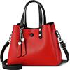 DORRISO Borsa Donna in PU Pelle, Borsa a Mano Elegante con Tracolla Regolabile e Rimovibile, Shopper Capiente per Lavoro, Shopping, Viaggio e Uso Quotidiano Rosso