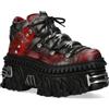 New Rock M-WALL106N-C17 Stivaletti Alla Caviglia in Pelle Gotica e Argento Rosso Urban Rock