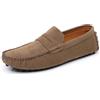 YUKTOPA Mocassini Penny da uomo in pelle scamosciata per uomo scarpe da guida casual, cachi, 46 EU