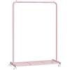 SONGMICS - Appendiabiti con Ruote, per Appendere Vestiti, 25,4 mm, in Metallo con ripiano in Rete densa, capacità di carico 50 kg, 2 Freni, Rosa UHSR025P01