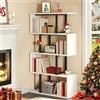 YITAHOME Libreria, scaffale a 5 livelli, moderno a forma di S, multifunzione, per camera da letto, soggiorno, ufficio, nero (bianco e nero)