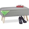Relaxdays Panca Contenitore, 40 l, Similpelle, Gambe in Legno, Cassapanca Imbottita, Sedia, HLP 40 x 80 x 39,5 cm,grigio