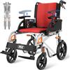 VOCIC U12 Sedia a Rotelle Pieghevole Ergonomica Regolabile | Carrozzina per disabili 13KG fino a 136KG,maniglie e braccioli regolabili,doppio freno,30CM ruote|Rosso scuro